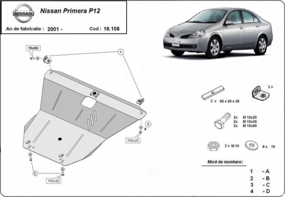 Cubre carter metalico Nissan Primera P12