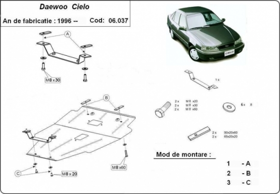 Cubre carter metalico Daewoo Cielo