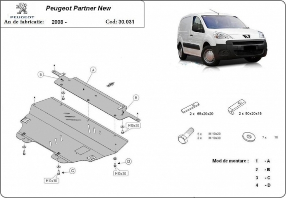 Cubre carter metalico Peugeot Partner