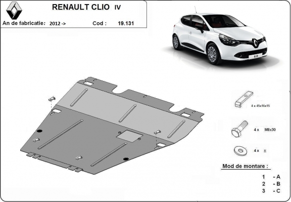 Cubre carter metalico Renault Clio 4