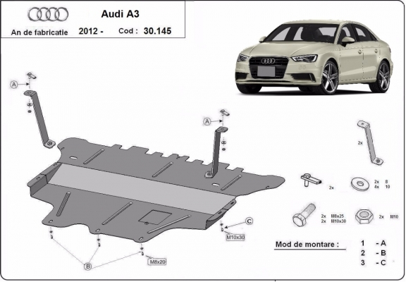 Cubre carter metalico Audi A3 (8V)