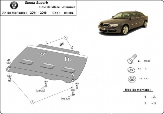 Protector de la caja de cambios Skoda Superb - Manual