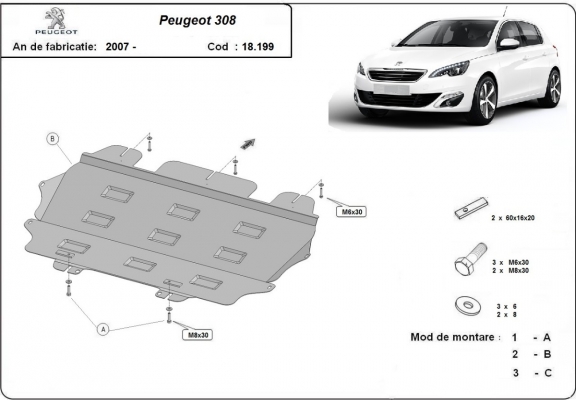 Cubre carter metalico Peugeot 308