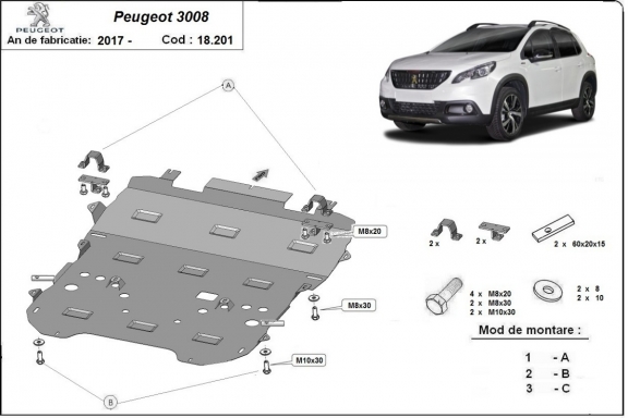 Cubre carter metalico Peugeot 3008
