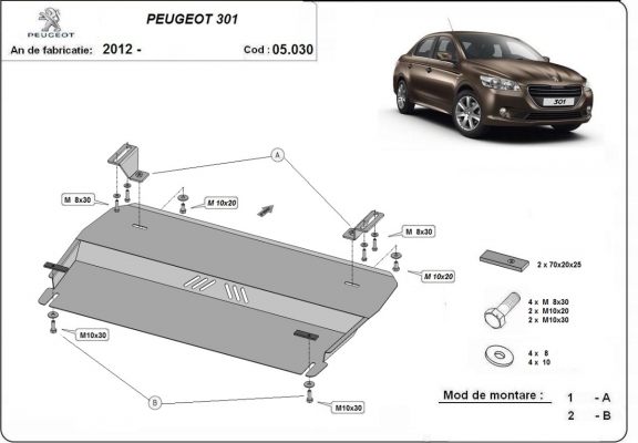 Cubre carter metalico Peugeot 301