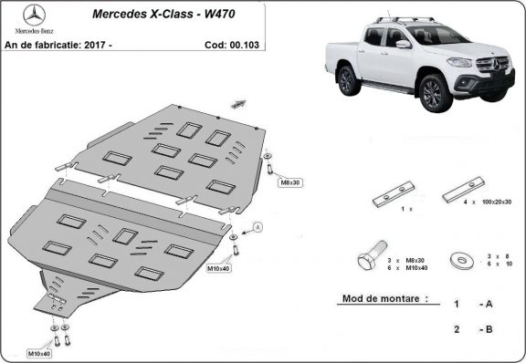 Protector de la caja de cambios y caja de transferencia Mercedes X-Class W470