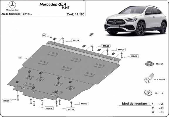 Cubre carter metalico Mercedes GLA H247