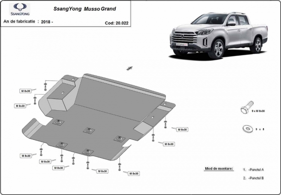 Cubre carter metalico Ssangyong Musso Grand
