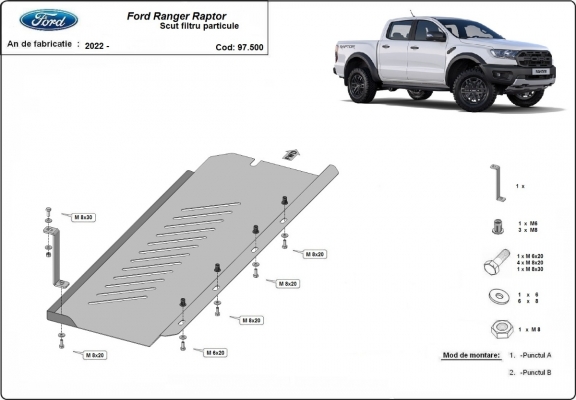 Protector del filtro de particulas Ford Ranger Raptor