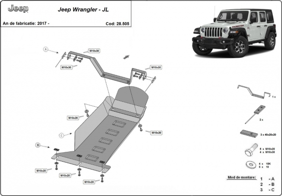 Cubre carter metalico Jeep Wrangler - JL