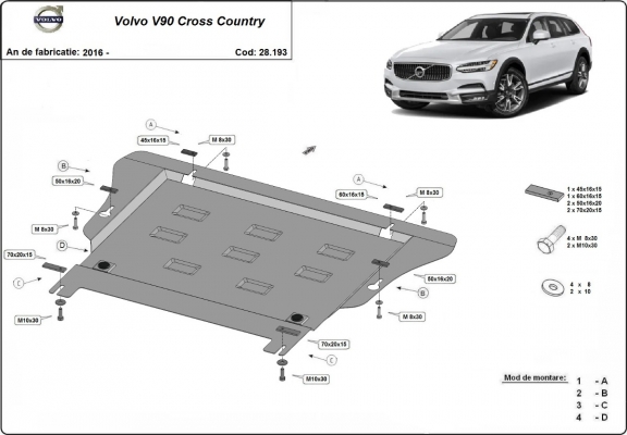 Cubre carter metalico Volvo V90 Cross Country