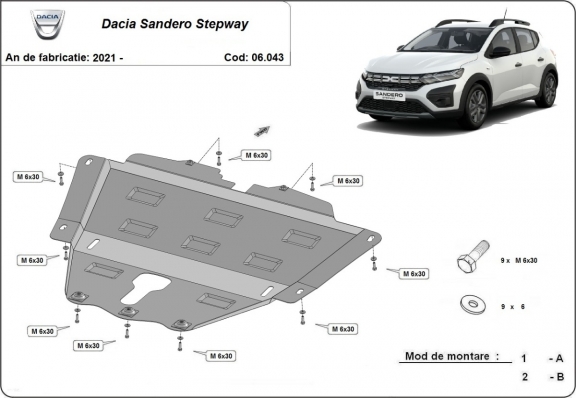 Cubre carter metalico Dacia Sandero 3 Stepway