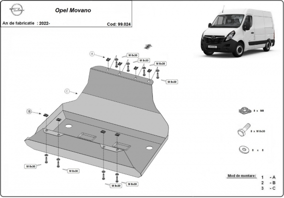 Protector del deposito de combustible Opel Movano C