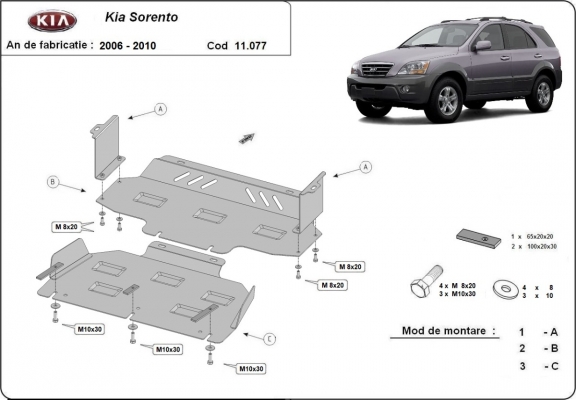 Cubre carter metalico Kia Sorento