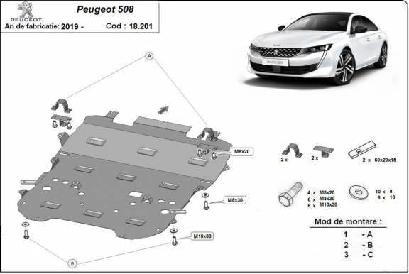Cubre carter metalico Peugeot 508