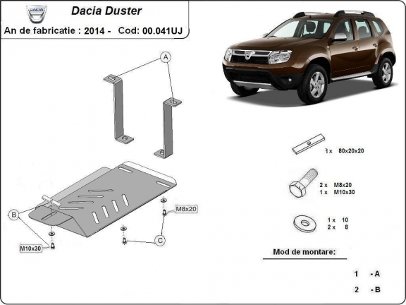 Protector de aluminio del diferencial trasero Dacia Duster - 4x4