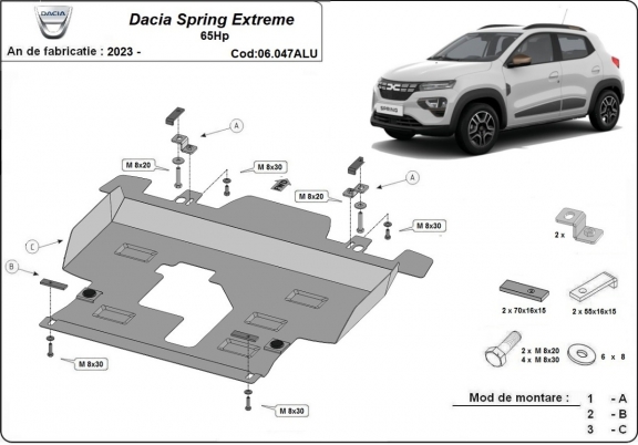 Cubre carter de aluminio Dacia Spring Extreme