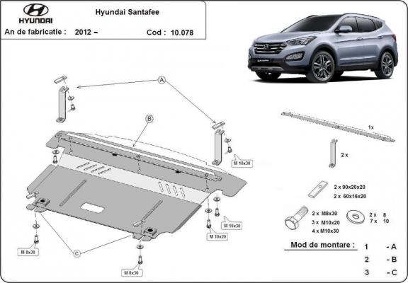 Cubre carter metalico Hyundai Santa Fe