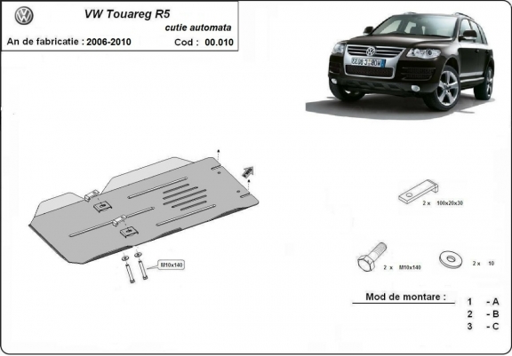 Protector de la caja de cambios Volkswagen Touareg 7L - Automatico