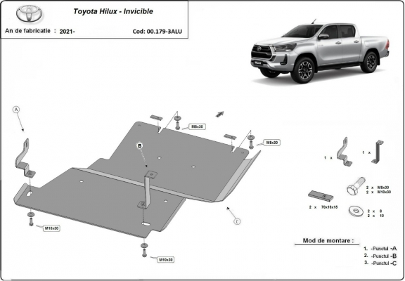 Protector de aluminio del diferencial Toyota Hilux Invincible