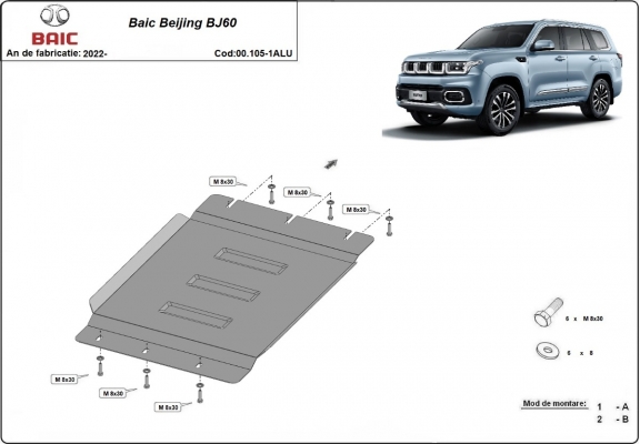 Protector de aluminio de la caja de cambios Baic Beijing BJ60
