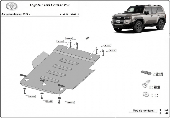 Protector de aluminio de la caja de cambios Toyota Land Cruiser 250