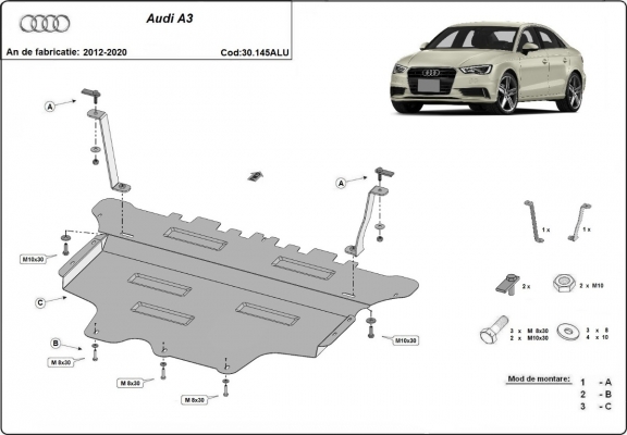 Cubre carter de aluminio Audi A3