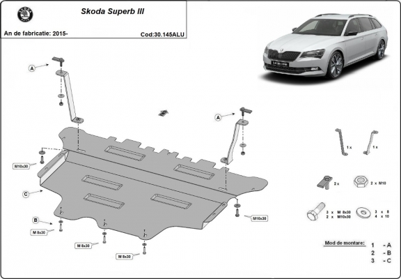 Cubre carter de aluminio Skoda Superb III