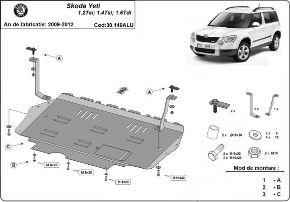 Cubre carter de aluminio Skoda Yeti