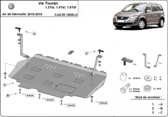 Cubre carter de aluminio Volkswagen Touran