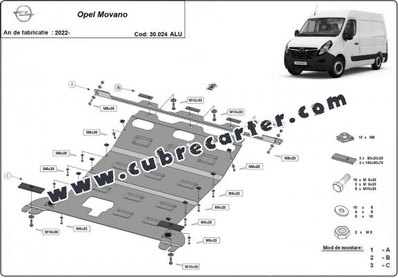 Cubre carter aluminio Opel Movano C 