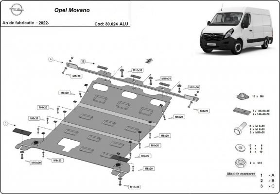 Cubre carter de aluminio Opel Movano C