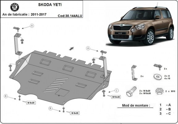 Cubre carter de aluminio Skoda Yeti