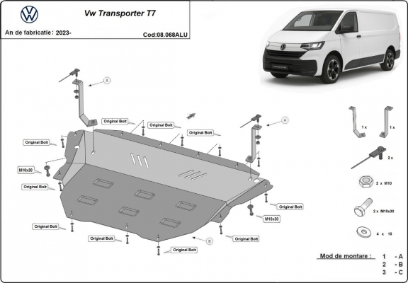Cubre carter de aluminio Volkswagen Transporter T7 Van