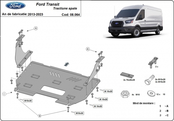 Cubre carter metalico Ford Transit - RWD