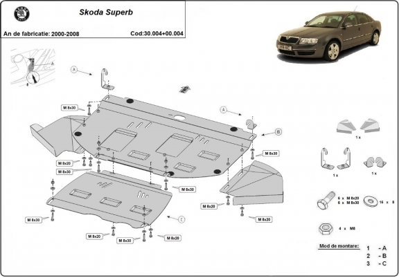 Cubre carter metalico Skoda Superb - paquete promocional