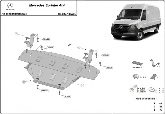 Cubre carter de aluminio Mercedes Sprinter 907 - 4x4