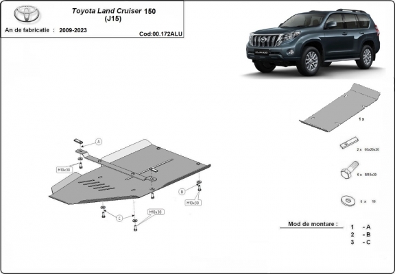 Protector de aluminio de la caja de cambios Toyota Land Cruiser 150