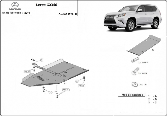 Protector de aluminio de la caja de cambios Lexus GX460