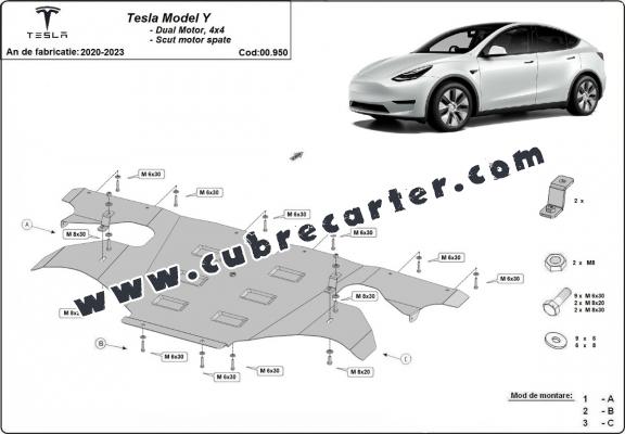 Cubre carter del motor trasero eléctrico para Tesla Model Y AWD