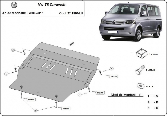 Cubre carter de aluminio Volkswagen Transporter T5 Caravelle