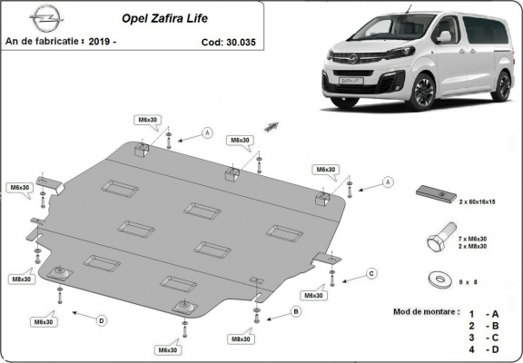 Cubre carter metalico Opel Zafira Life