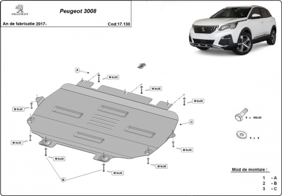 Cubre carter metalico Peugeot 3008