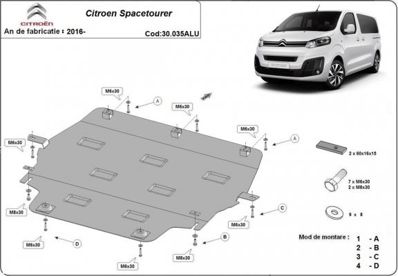 Cubre carter de aluminio Citroen Spacetourer