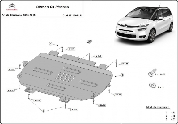 Cubre carter de aluminio Citroen C4 Picasso