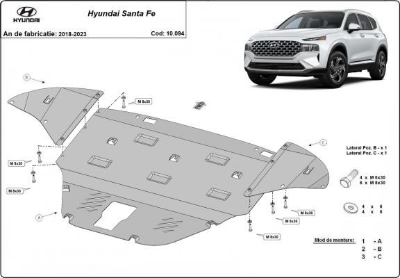 Cubre carter metalico Hyundai Santa Fe